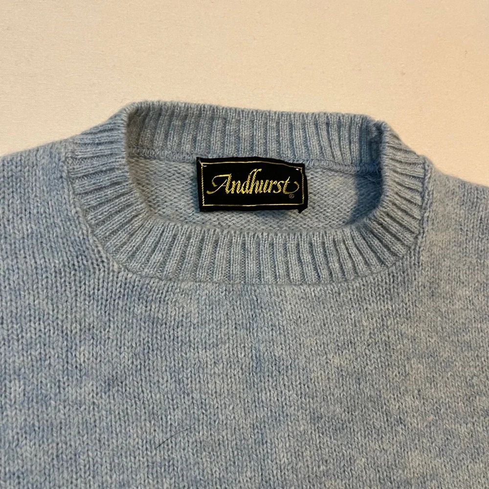 Andhurst Crewneck Sweater Mens L Blue Wool Blend Classic Preppy Heritage VTG 90s